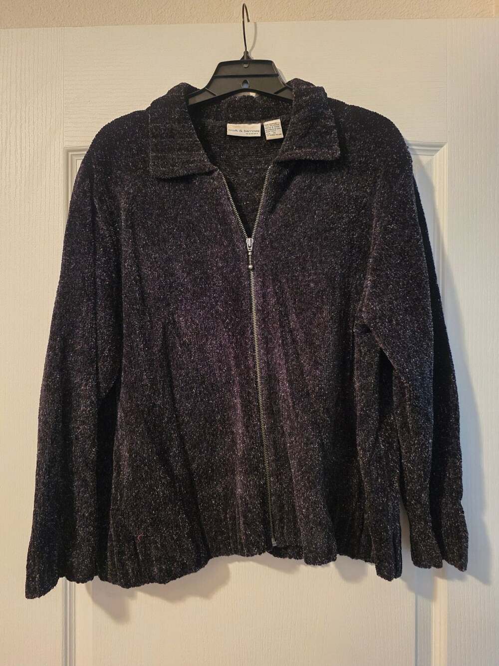 Croft & Barrow Woman Full Zip Sweater Jacket Size 1X Black Textured